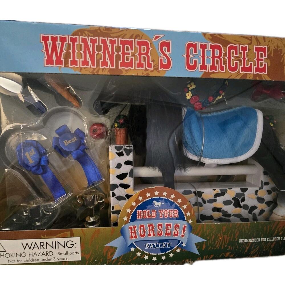 WINNER'S CIRCLE HOLD YOUR HORSES BY BATTAT BLUE RIBBON SET W/ACCESSORIES NIB